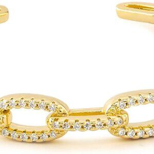 Gold Cuff Bangle Bracelets for Women, 14K Gold Plated Adjustable Open Cuff Brace